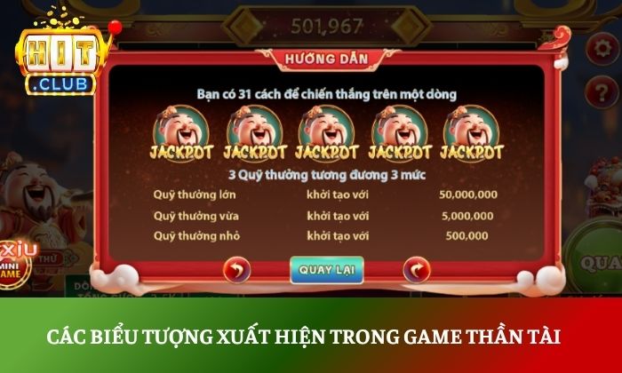 Thần Tài Hitclub – Quay Hũ may mắn, săn thưởng cực khủng mỗi ngày 3 Các biểu tượng xuất hiện trong game Thần Tài